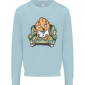 Funny Lazy Couch Potato Watchng TV Mens Sweatshirt Jumper Light Blue