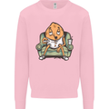 Funny Lazy Couch Potato Watchng TV Mens Sweatshirt Jumper Light Pink