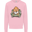Funny Lazy Couch Potato Watchng TV Mens Sweatshirt Jumper Light Pink