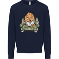 Funny Lazy Couch Potato Watchng TV Mens Sweatshirt Jumper Navy Blue