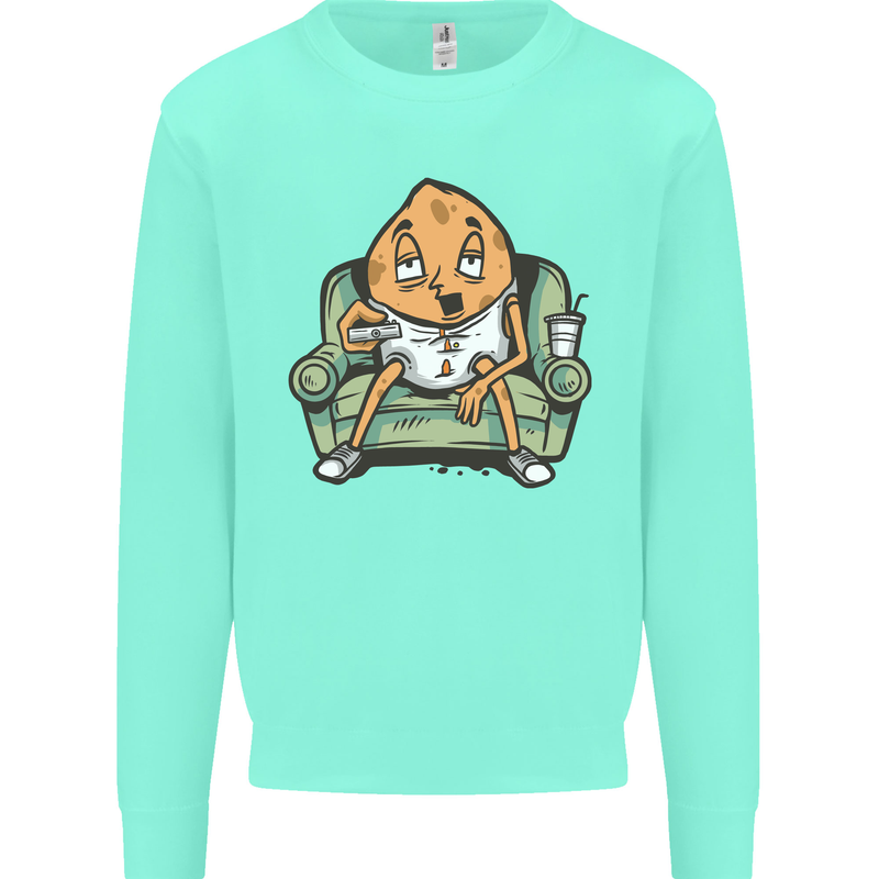 Funny Lazy Couch Potato Watchng TV Mens Sweatshirt Jumper Peppermint