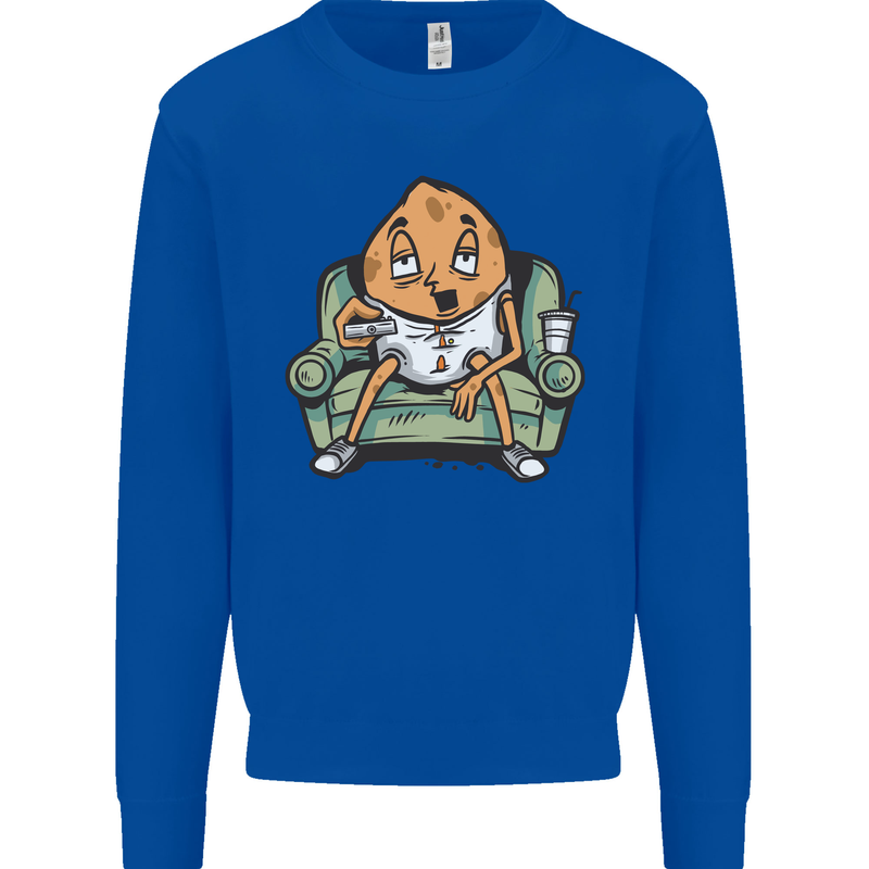 Funny Lazy Couch Potato Watchng TV Mens Sweatshirt Jumper Royal Blue