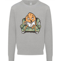 Funny Lazy Couch Potato Watchng TV Mens Sweatshirt Jumper Sports Grey