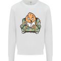 Funny Lazy Couch Potato Watchng TV Mens Sweatshirt Jumper White