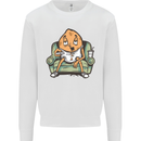 Funny Lazy Couch Potato Watchng TV Mens Sweatshirt Jumper White