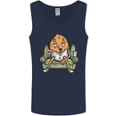 Funny Lazy Couch Potato Watchng TV Mens Vest Tank Top Navy Blue