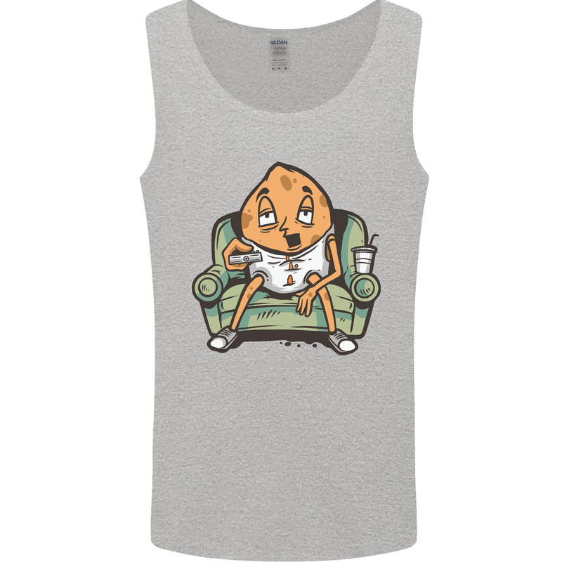 Funny Lazy Couch Potato Watchng TV Mens Vest Tank Top Sports Grey