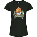 Funny Lazy Couch Potato Watchng TV Womens Petite Cut T-Shirt Black
