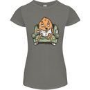 Funny Lazy Couch Potato Watchng TV Womens Petite Cut T-Shirt Charcoal