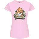 Funny Lazy Couch Potato Watchng TV Womens Petite Cut T-Shirt Light Pink