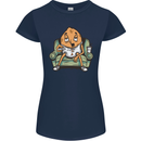 Funny Lazy Couch Potato Watchng TV Womens Petite Cut T-Shirt Navy Blue