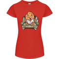 Funny Lazy Couch Potato Watchng TV Womens Petite Cut T-Shirt Red