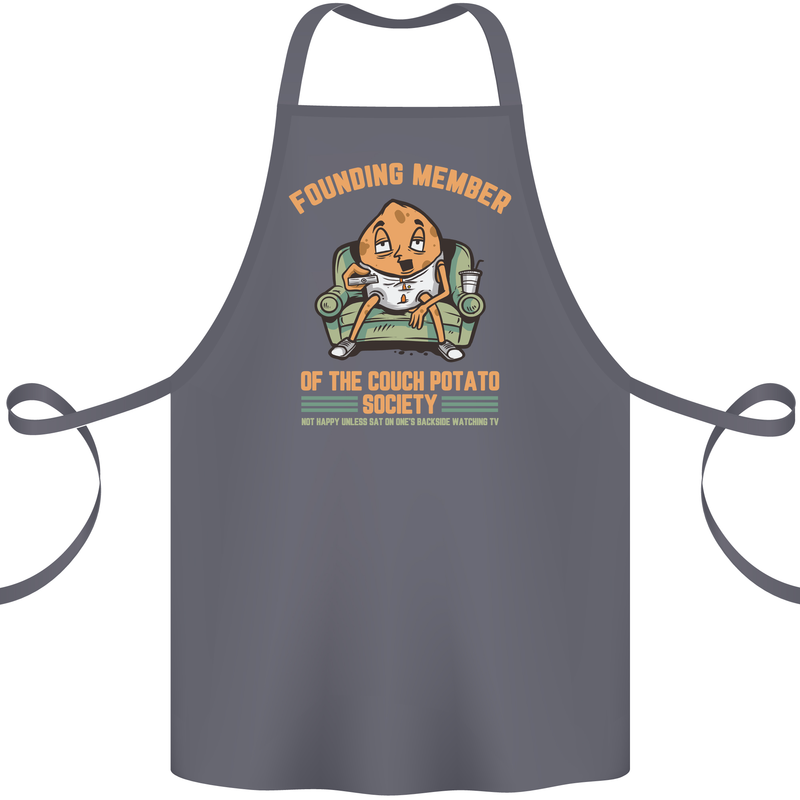 Funny Lazy Couch Potato Watchng TV & Movies Cotton Apron 100% Organic Steel