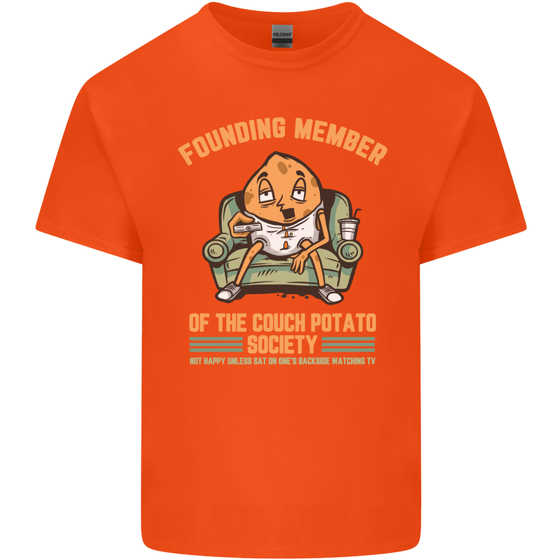 Funny Lazy Couch Potato Watchng TV & Movies Kids T-Shirt Childrens Orange