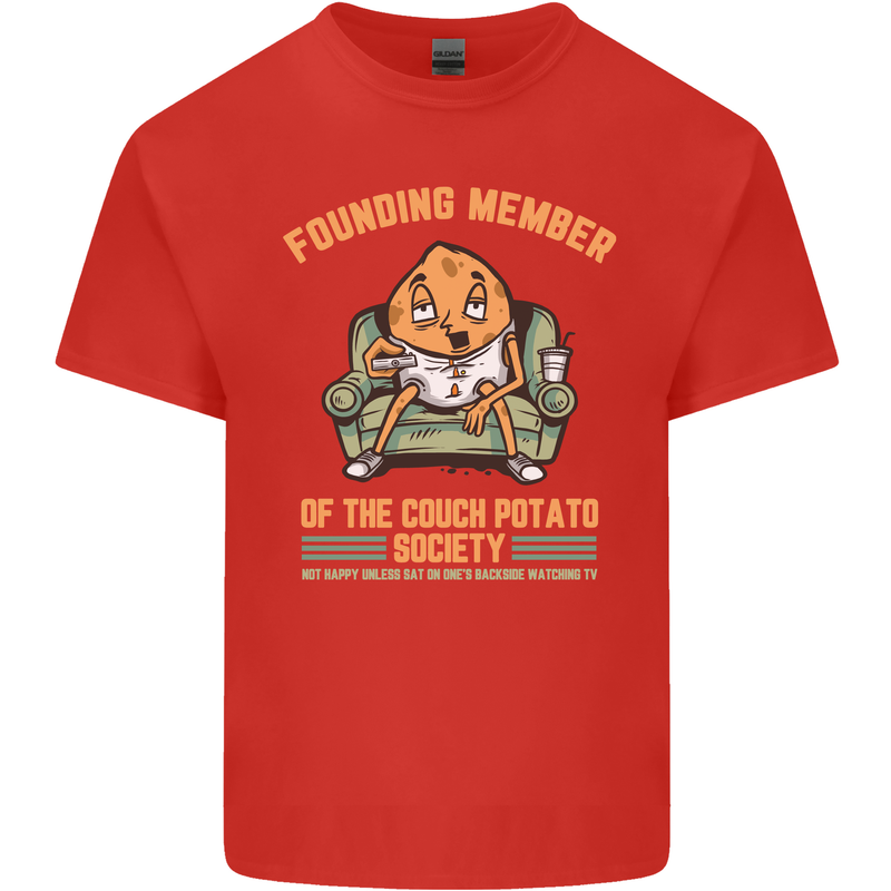 Funny Lazy Couch Potato Watchng TV & Movies Kids T-Shirt Childrens Red