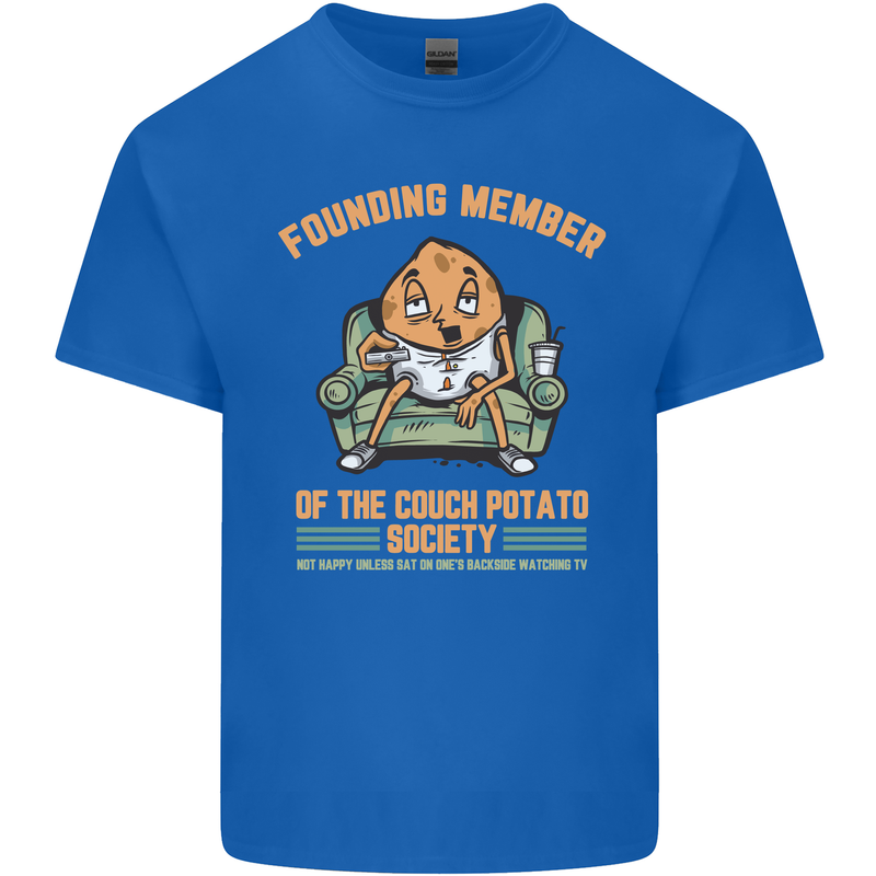 Funny Lazy Couch Potato Watchng TV & Movies Kids T-Shirt Childrens Royal Blue