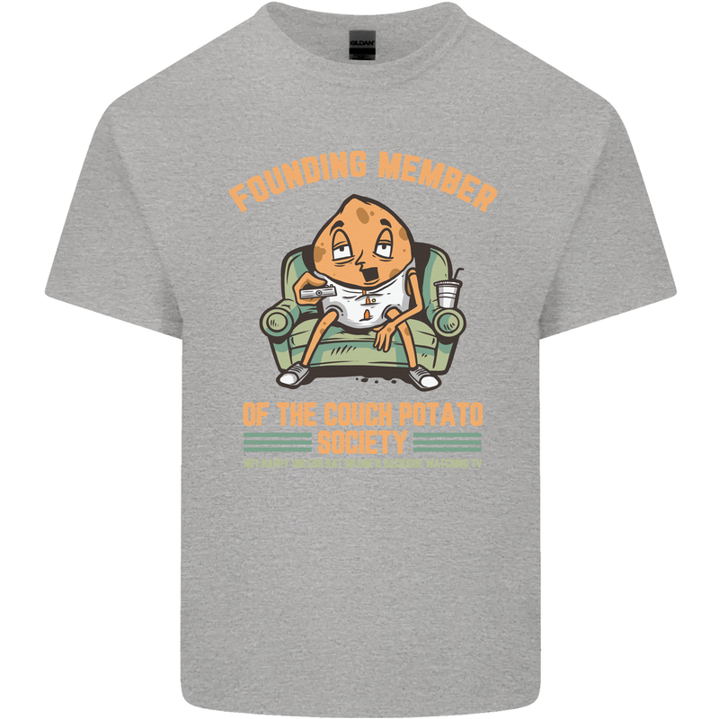 Funny Lazy Couch Potato Watchng TV & Movies Kids T-Shirt Childrens Sports Grey