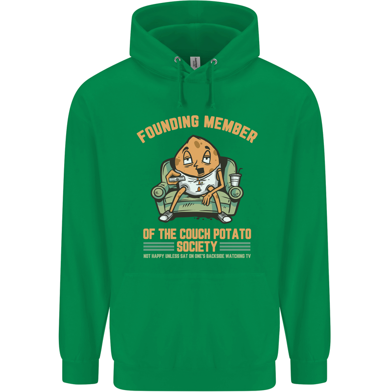 Funny Lazy Couch Potato Watchng TV & Movies Mens 80% Cotton Hoodie Irish Green