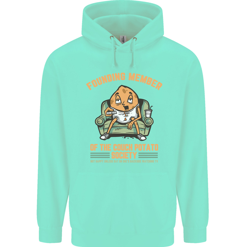 Funny Lazy Couch Potato Watchng TV & Movies Mens 80% Cotton Hoodie Peppermint