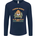 Funny Lazy Couch Potato Watchng TV & Movies Mens Long Sleeve T-Shirt Navy Blue