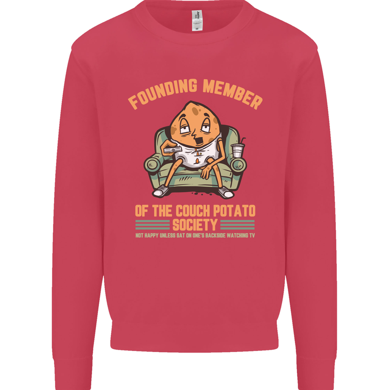 Funny Lazy Couch Potato Watchng TV & Movies Mens Sweatshirt Jumper Heliconia