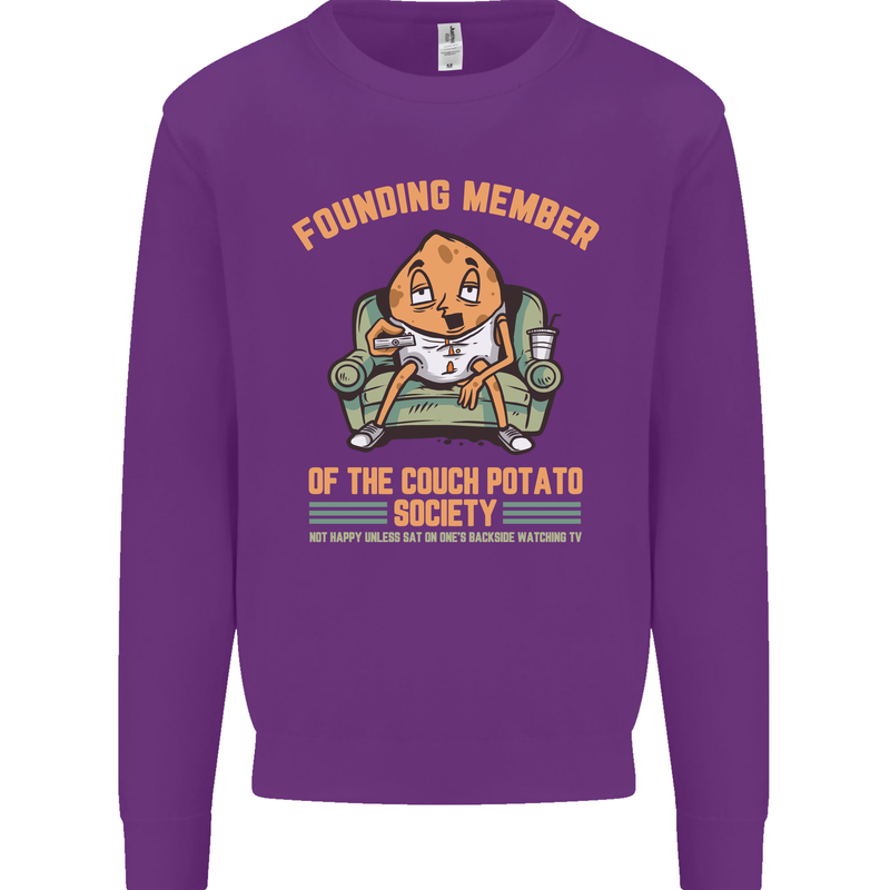 Funny Lazy Couch Potato Watchng TV & Movies Mens Sweatshirt Jumper Purple