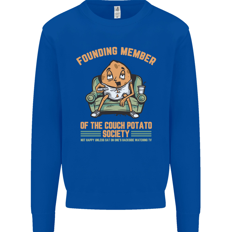 Funny Lazy Couch Potato Watchng TV & Movies Mens Sweatshirt Jumper Royal Blue