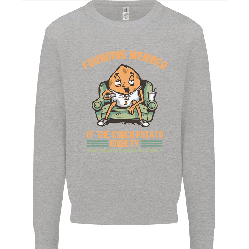Funny Lazy Couch Potato Watchng TV & Movies Mens Sweatshirt Jumper Sports Grey