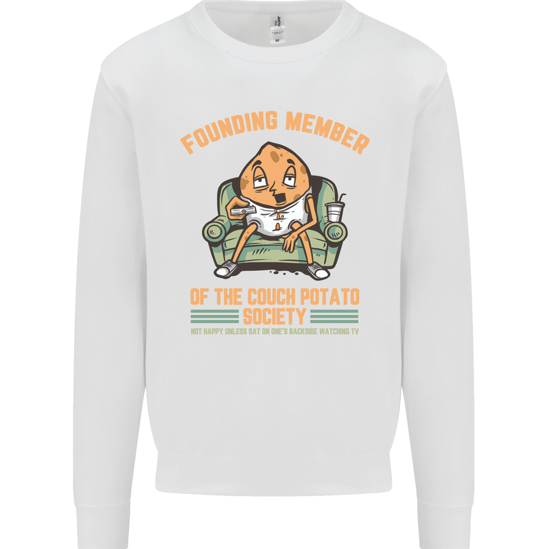 Funny Lazy Couch Potato Watchng TV & Movies Mens Sweatshirt Jumper White