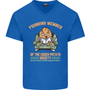 Funny Lazy Couch Potato Watchng TV & Movies Mens V-Neck Cotton T-Shirt Royal Blue