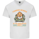 Funny Lazy Couch Potato Watchng TV & Movies Mens V-Neck Cotton T-Shirt White