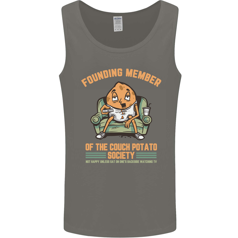 Funny Lazy Couch Potato Watchng TV & Movies Mens Vest Tank Top Charcoal