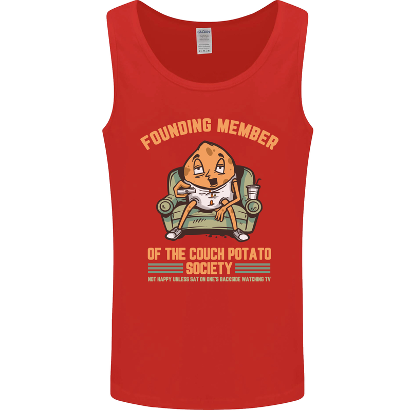 Funny Lazy Couch Potato Watchng TV & Movies Mens Vest Tank Top Red