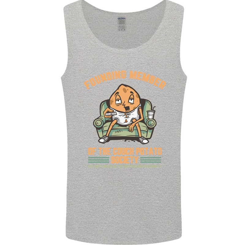 Funny Lazy Couch Potato Watchng TV & Movies Mens Vest Tank Top Sports Grey