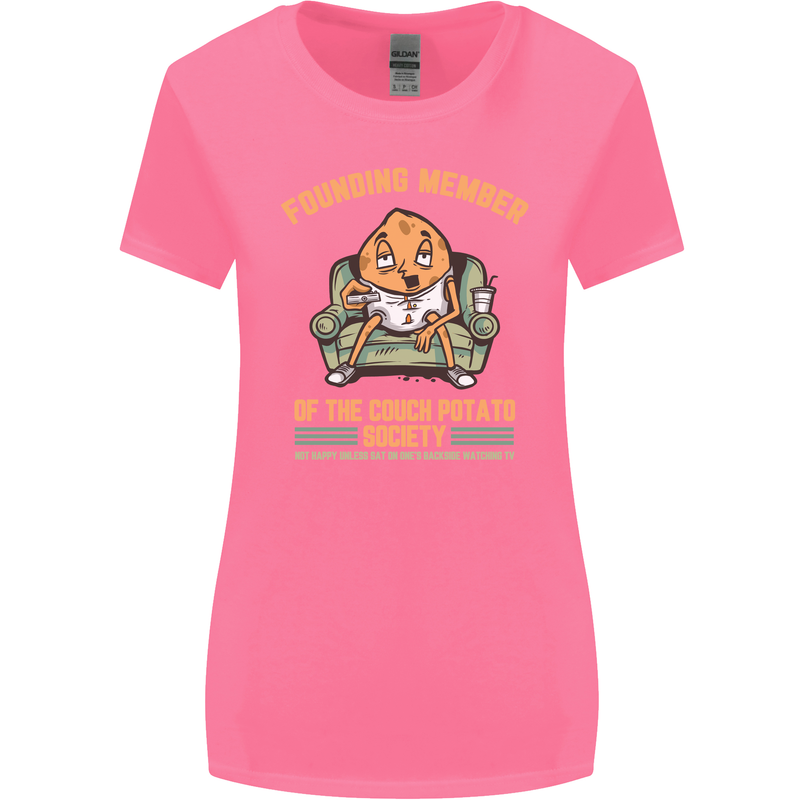 Funny Lazy Couch Potato Watchng TV & Movies Womens Wider Cut T-Shirt Azalea