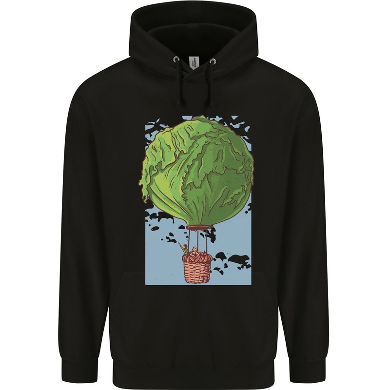 Funny Lettuce Hot Air Balloon Mens 80% Cotton Hoodie Black