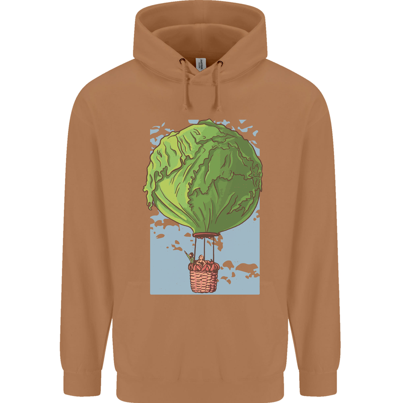 Funny Lettuce Hot Air Balloon Mens 80% Cotton Hoodie Caramel Latte