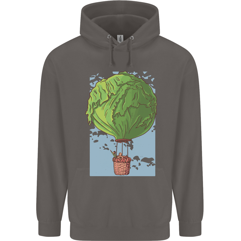 Funny Lettuce Hot Air Balloon Mens 80% Cotton Hoodie Charcoal