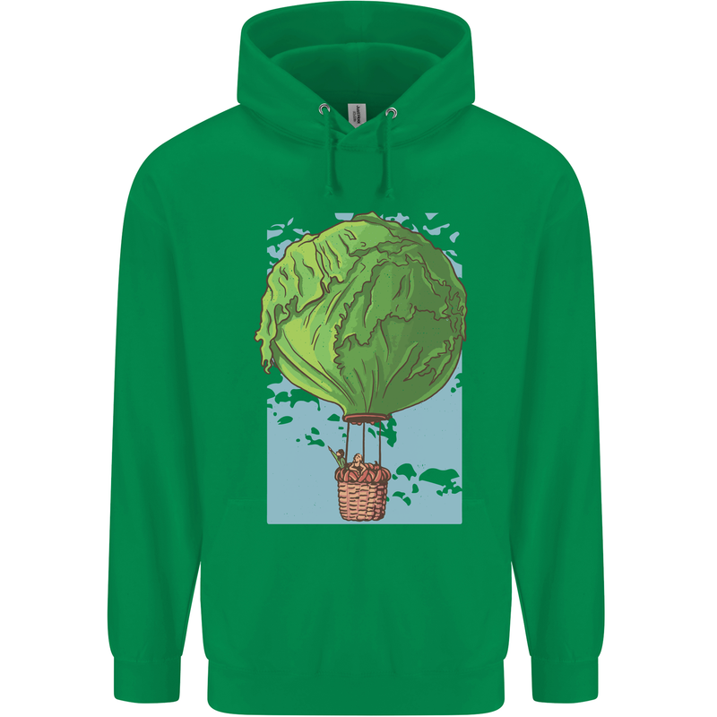 Funny Lettuce Hot Air Balloon Mens 80% Cotton Hoodie Irish Green