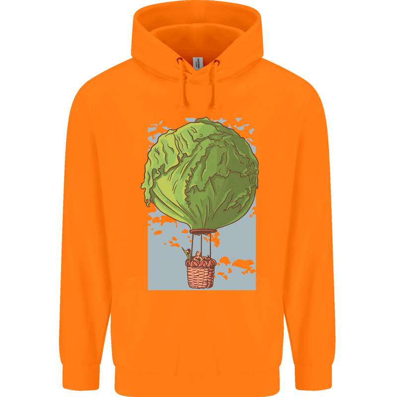 Funny Lettuce Hot Air Balloon Mens 80% Cotton Hoodie Orange