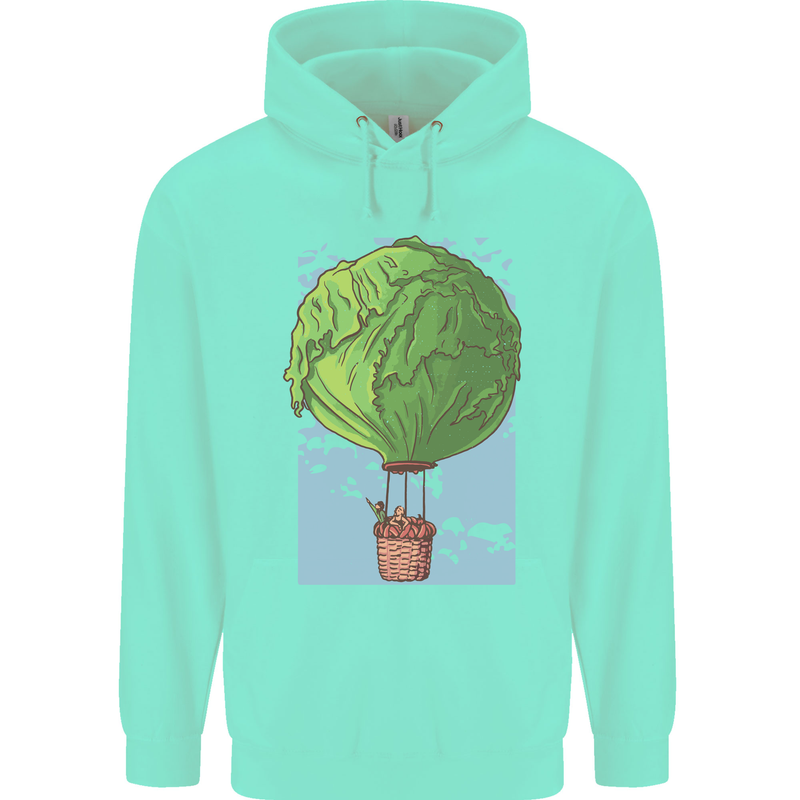 Funny Lettuce Hot Air Balloon Mens 80% Cotton Hoodie Peppermint