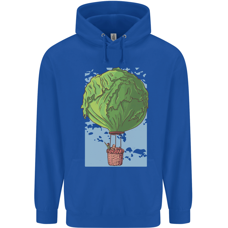 Funny Lettuce Hot Air Balloon Mens 80% Cotton Hoodie Royal Blue