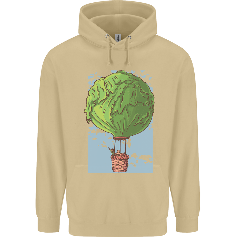 Funny Lettuce Hot Air Balloon Mens 80% Cotton Hoodie Sand