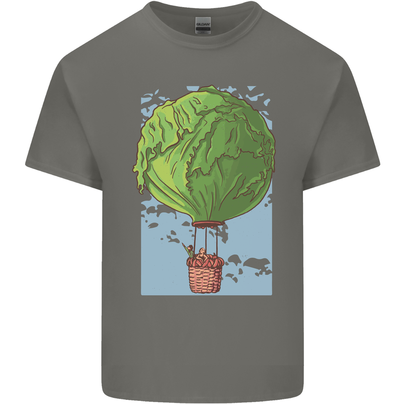 Funny Lettuce Hot Air Balloon Mens Cotton T-Shirt Tee Top Charcoal