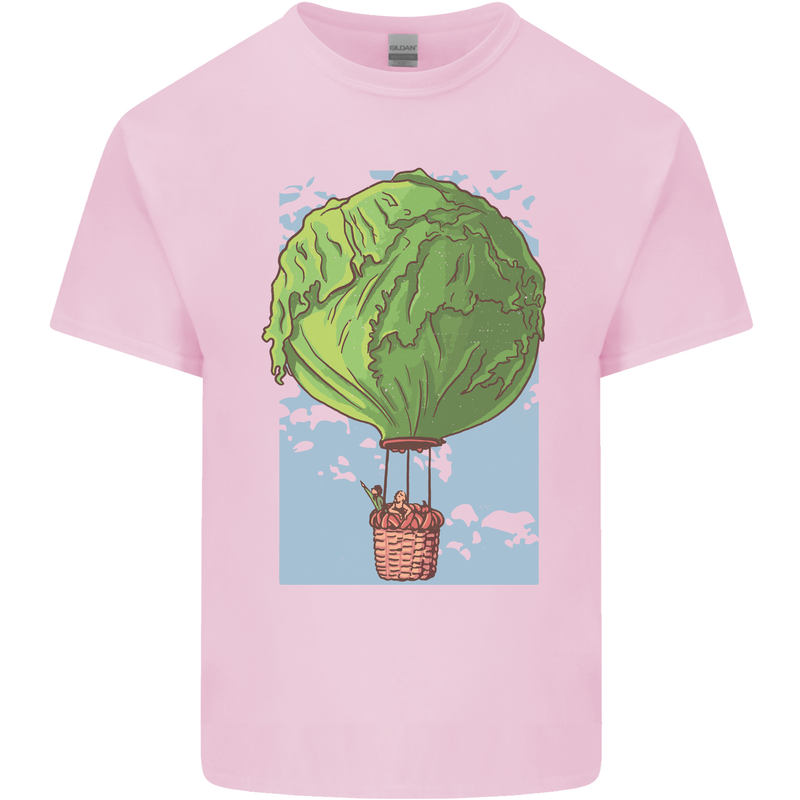 Funny Lettuce Hot Air Balloon Mens Cotton T-Shirt Tee Top Light Pink