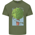 Funny Lettuce Hot Air Balloon Mens Cotton T-Shirt Tee Top Military Green