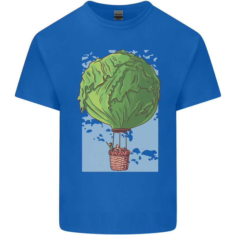 Funny Lettuce Hot Air Balloon Mens Cotton T-Shirt Tee Top Royal Blue