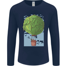 Funny Lettuce Hot Air Balloon Mens Long Sleeve T-Shirt Navy Blue
