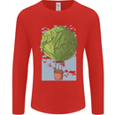 Funny Lettuce Hot Air Balloon Mens Long Sleeve T-Shirt Red