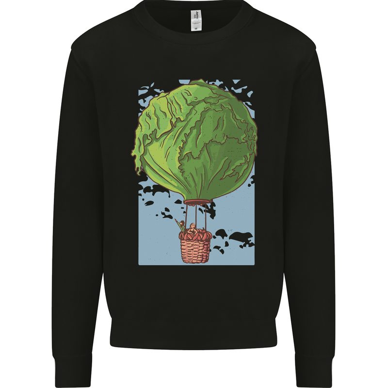 Funny Lettuce Hot Air Balloon Mens Sweatshirt Jumper Black